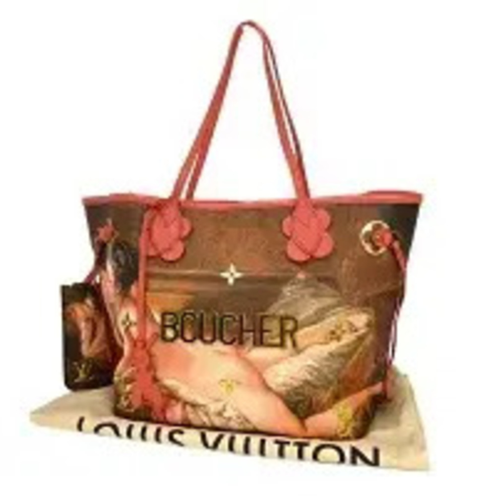 Louis Vuitton Neverfull Tote Bag Bouchet Shoulder Bag Leather Pink